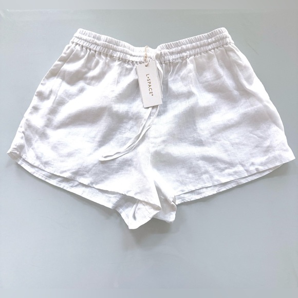 L*Space Rio Linen Pull-On Shorts White Adjustable Tie Sz S NWT - Picture 2 of 8